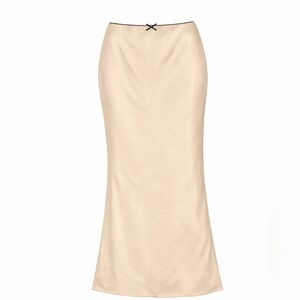 Edikted Satin Champagne Low Rise Maxi Skirt XS